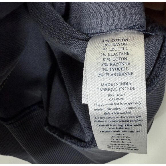 Faherty Mens Large Terry Tanker Jacket Navy Full Zip Stretch Long Sleeve Pockets - Picture 6 of 6